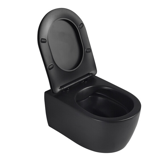 Унитаз подвесной безободковый Abber Bequem AC1104MB с крышкой микролифт, черный матовый, Цвет производителя: чёрный матовый - фото 16