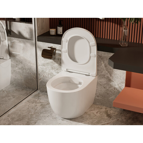 Унитаз приставной безободковый Abber Bequem AC1111 с крышкой микролифт (выпуск горизонтальный) - фото 14