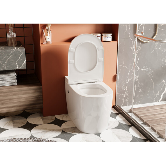 Унитаз приставной безободковый импульсный Abber Bequem AC1115P с крышкой микролифт (выпуск горизонтальный) - фото 13