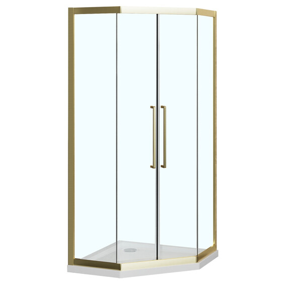 Душевое ограждение Azario OSAKA 90х90 см AZ-092K2-90-BGL-CL, золото брашированное/прозрачное - фото 2