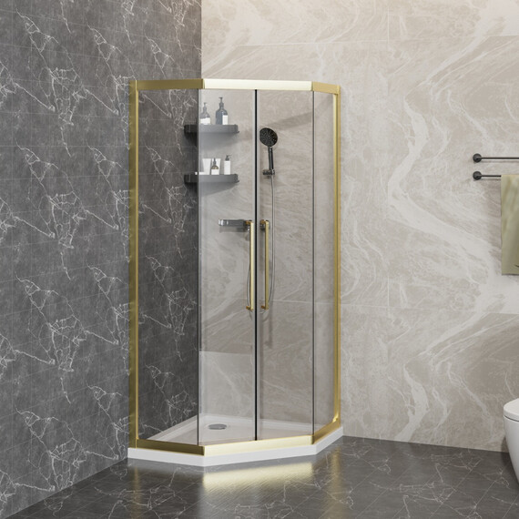 Душевое ограждение Azario OSAKA 90х90 см AZ-092K2-90-BGL-CL, золото брашированное/прозрачное - фото 3