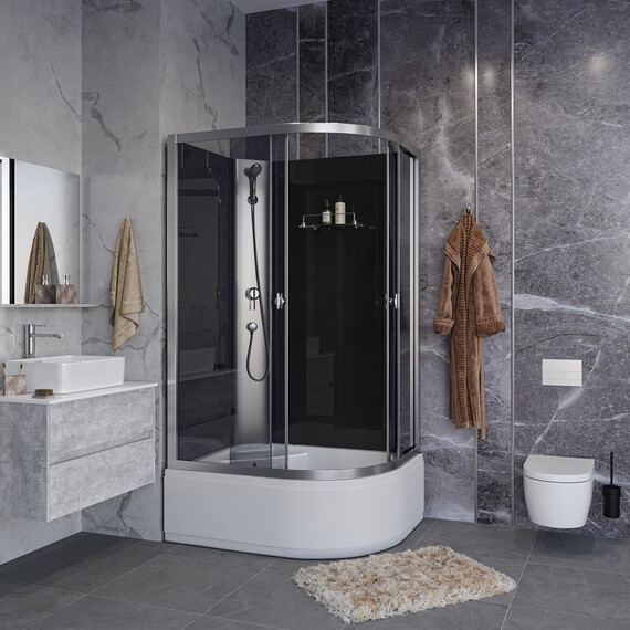 Душевая кабина Niagara Eco 110x80 см E110/80/40L/TN/BK (безсиликоновая сборка) хром/тонированное - фото 3