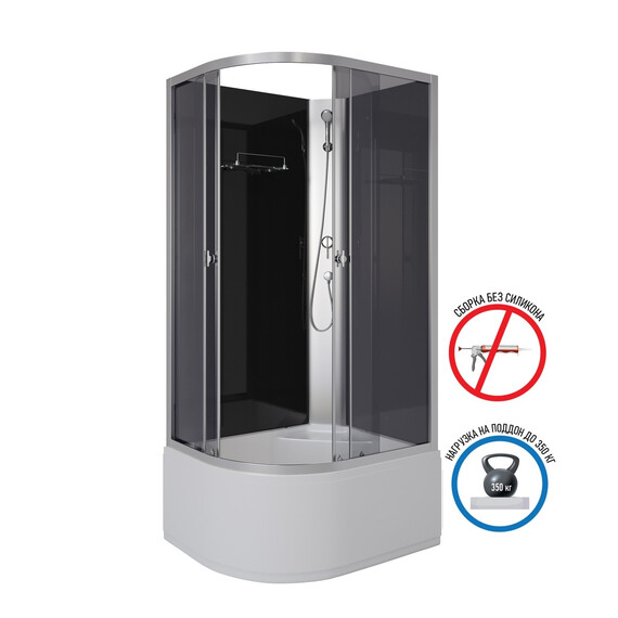 Душевая кабина Niagara Eco 90x70 см E90/70/40R/TN/BK (безсиликоновая сборка) хром/тонированное - фото 