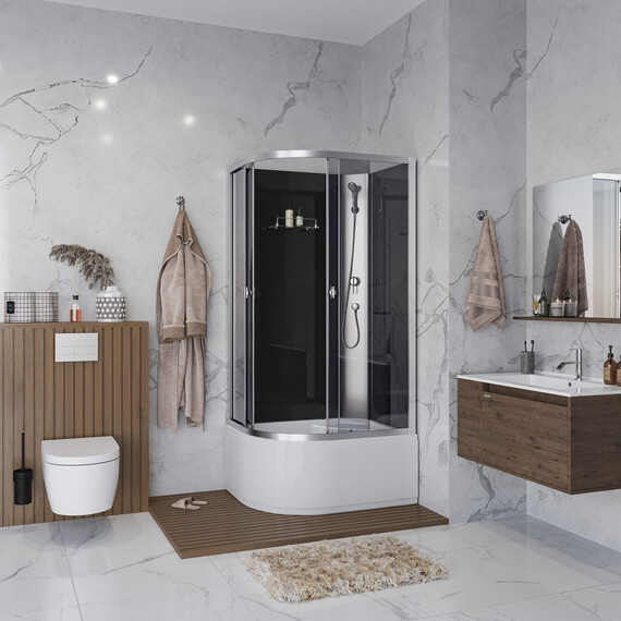 Душевая кабина Niagara Eco 90x70 см E90/70/40R/TN/BK (безсиликоновая сборка) хром/тонированное - фото 3