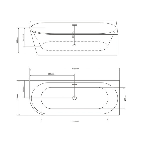 Ванна акриловая Grossman Cristal 170x75 см GR-2206FR - фото 16