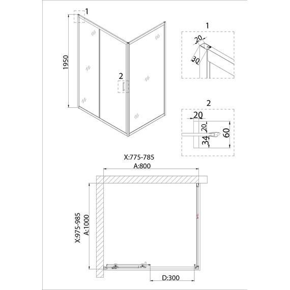 Душевая дверь Niagara Nova 80 см NG-83-8AB, черный матовый/прозрачное - фото 5