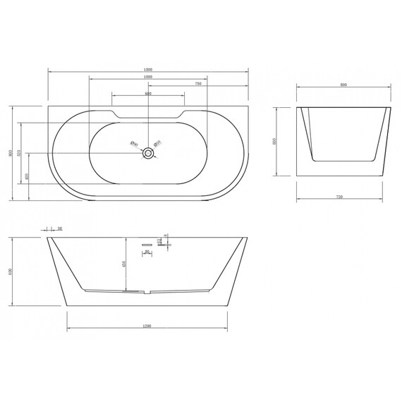 Ванна отдельностоящая Abber AB9296-1.5 150x80 см - фото 10