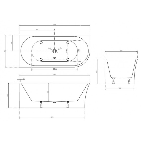 Ванна отдельностоящая Abber AB9257-1.7 L 170x78 см - фото 10