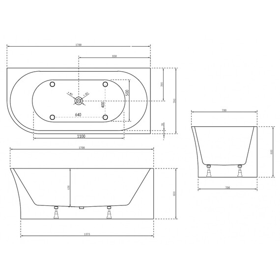 Ванна акриловая Abber AB9257-1.7 R 170x78 см - фото 10