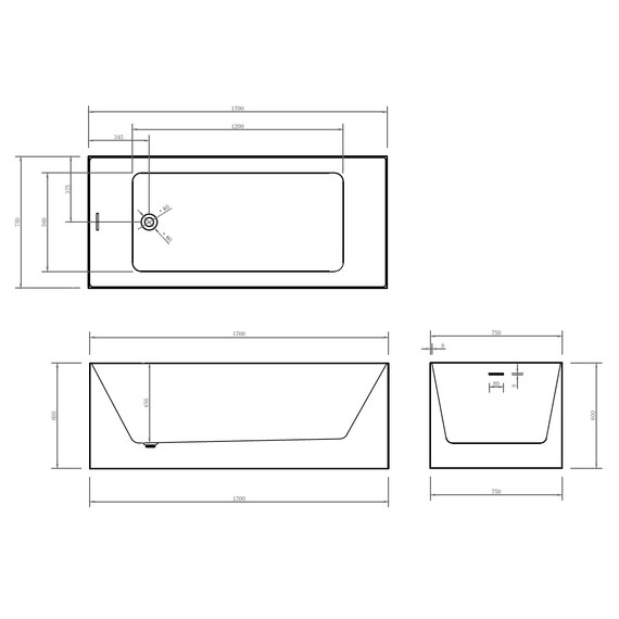 Ванна отдельностоящая Abber AB9274-1.7 170x75 см - фото 11