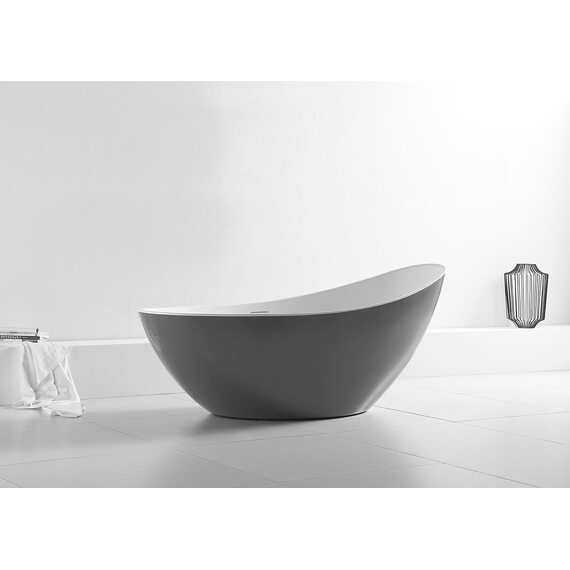 Ванна отдельностоящая Abber AB9233G 184x79 см, серый - фото 9