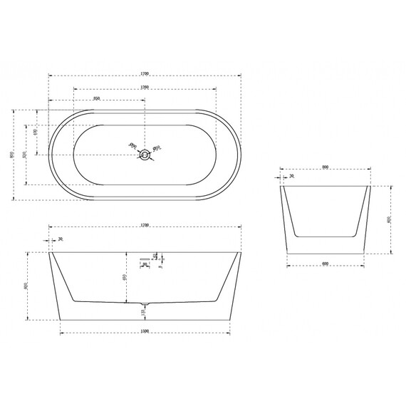 Ванна отдельностоящая Abber AB9209MB 170x80 см, черный матовый - фото 12