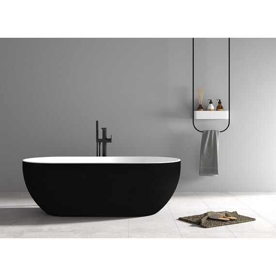 Ванна отдельностоящая Abber AB9241MB 172x79 см, черный матовый - фото 8