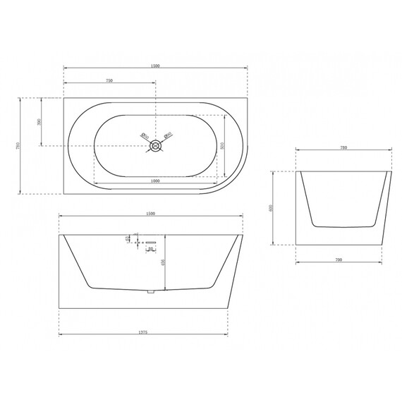 Ванна отдельностоящая Abber AB9257-1.5 L 150x78 см - фото 10