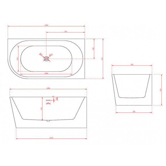 Ванна отдельностоящая Abber AB9257-1.5 R 150x78 см - фото 10