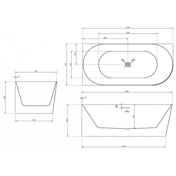 Ванна акриловая Abber AB9258-1.7 L 170x78 см - фото 10
