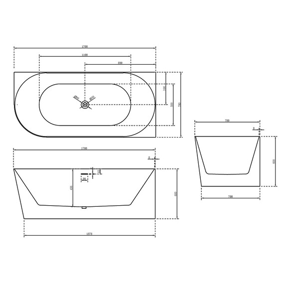 Ванна акриловая Abber AB9258-1.7 R 170x78 см - фото 10