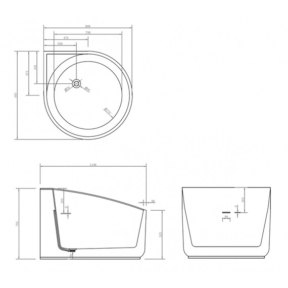 Ванна акриловая Abber AB9305 95x95 см - фото 11