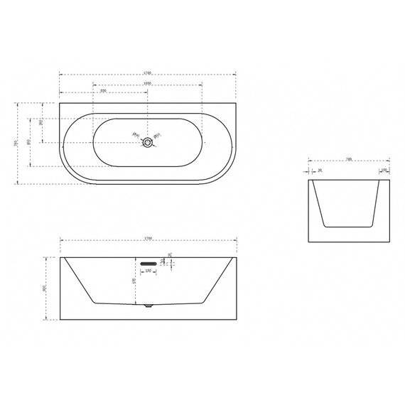 Ванна акриловая Abber AB9310 170x78 см - фото 11