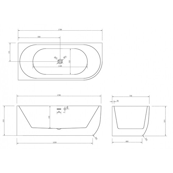 Ванна акриловая Abber AB9315 L 170x75 см - фото 11