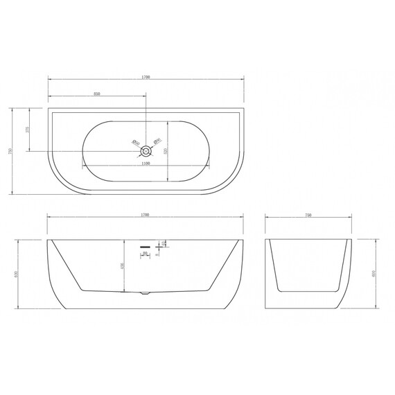 Ванна отдельностоящая Abber AB9316 170x75 см - фото 11
