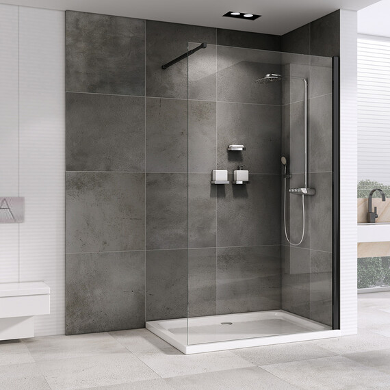 Душевая перегородка Abber Immer Offen 120 см AG61120B, черный/прозрачное - фото 2