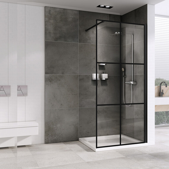 Душевая перегородка Abber Immer Offen 90 см AG62090B, черный/прозрачное - фото 2