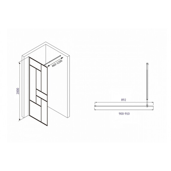 Душевая перегородка Abber Immer Offen 90 см AG63090B, черный/прозрачное - фото 4