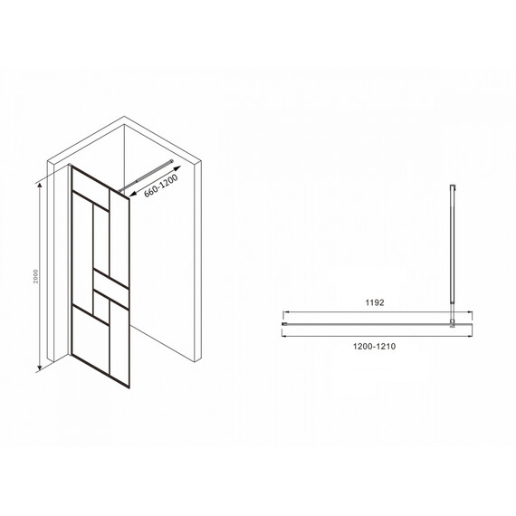 Душевая перегородка Abber Immer Offen 120 см AG63120B, черный/прозрачное - фото 4
