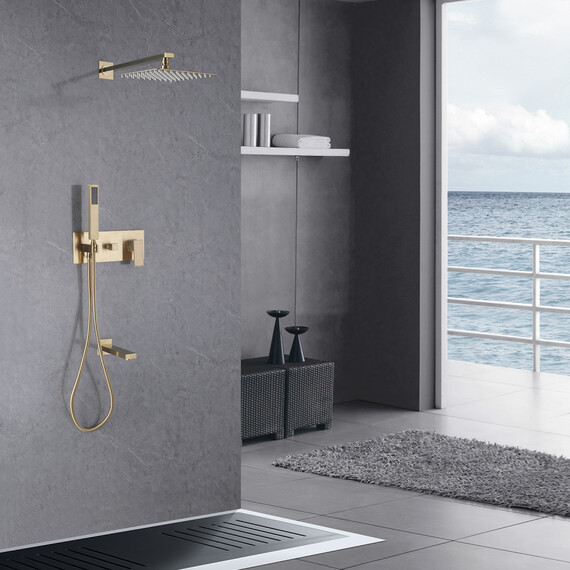Душевая система для ванны Abber Daheim AF8217G, золото матовое - фото 2