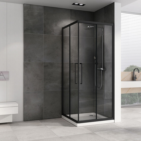 Душевое ограждение Abber Schwarzer Diamant 90х90 см AG02090BH, черный/прозрачное - фото 2