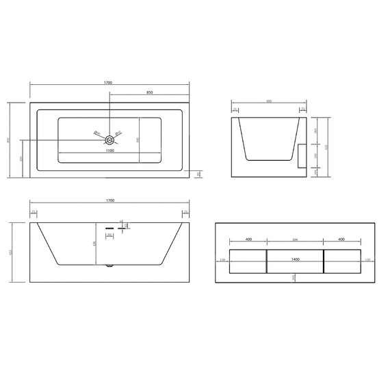 Ванна отдельностоящая Abber AB9339-1.7 170x80 см - фото 10