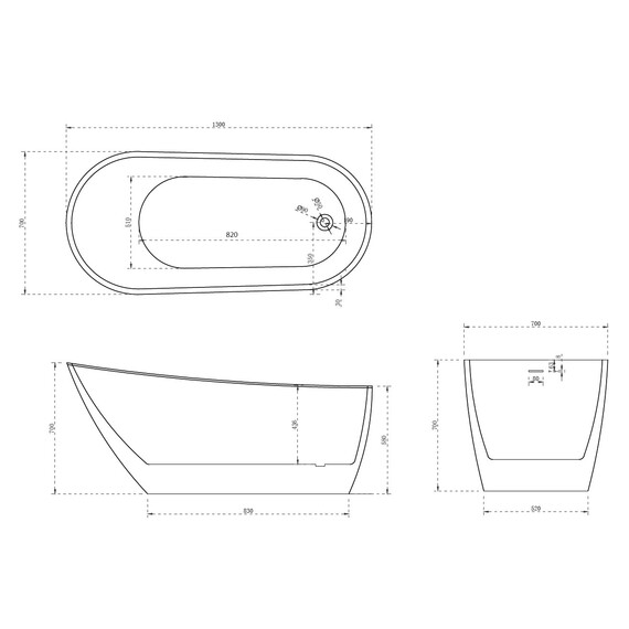 Ванна отдельностоящая Abber AB9353-1.3 130x70 см - фото 9
