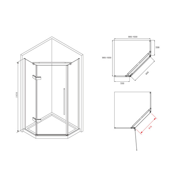 Душевое ограждение Abber Ewiges Wasser 100х100 см AG05100, хром/прозрачное - фото 8