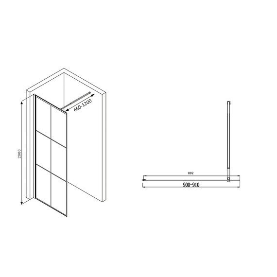 Душевая перегородка Abber Immer Offen 90 см AG62090B, черный/прозрачное - фото 4