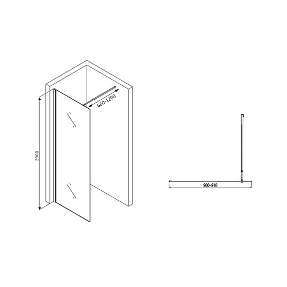 Душевая перегородка Abber Immer Offen 90 см AG61090, хром/прозрачное - фото 4