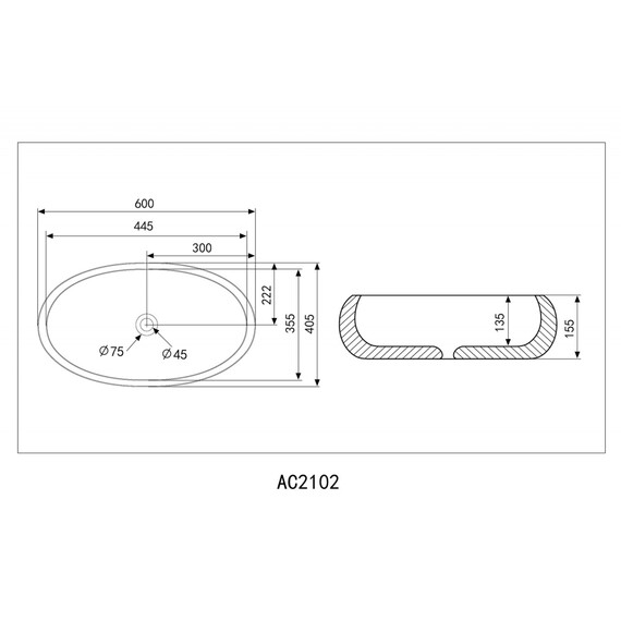 Раковина-чаша Abber Bequem 60 см AC2102 - фото 4
