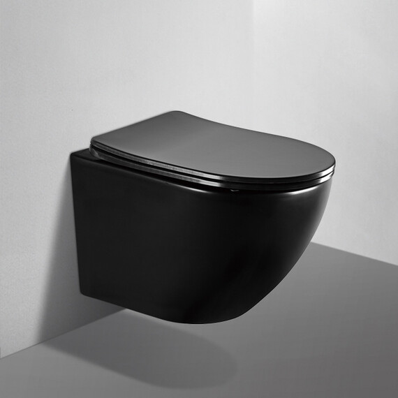 Унитаз подвесной безободковый Abber Bequem AC1100MB с крышкой микролифт, черный матовый, Цвет производителя: чёрный матовый - фото 15