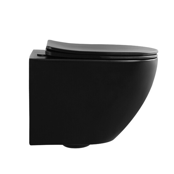 Унитаз подвесной безободковый Abber Bequem AC1100MB с крышкой микролифт, черный матовый, Цвет производителя: чёрный матовый - фото 16