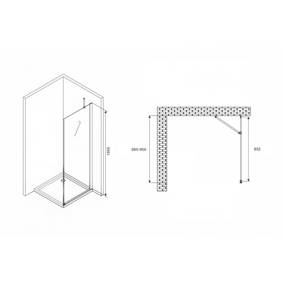 Боковая стенка Abber Zart 90 см S91, хром/прозрачное - фото 3