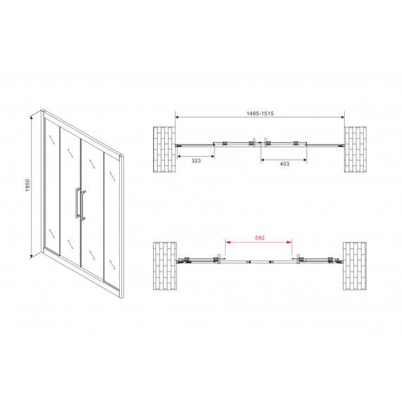 Душевая дверь Abber Schwarzer Diamant 150 см AG33150H, хром/прозрачное - фото 9