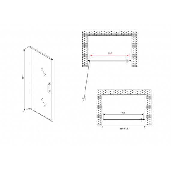 Душевая дверь Abber Sonnenstrand 90 см AG04090B, черный/прозрачное - фото 6