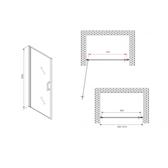 Душевая дверь Abber Sonnenstrand 100 см AG04100B, черный/прозрачное - фото 6