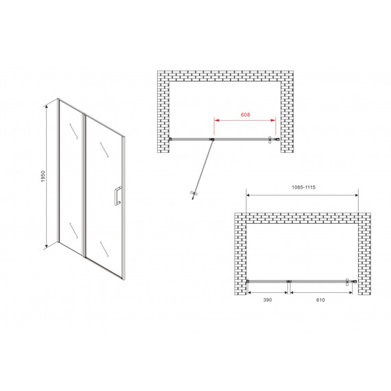 Душевая дверь Abber Sonnenstrand 110 см AG04110BS, черный/прозрачное - фото 5
