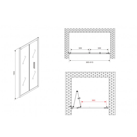 Душевая дверь Abber Sonnenstrand 90 см AG07090, хром/прозрачное - фото 6