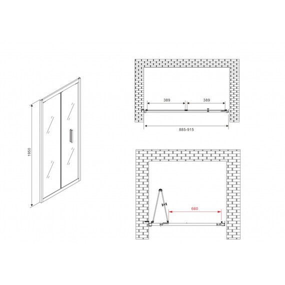 Душевая дверь Abber Sonnenstrand 90 см AG07090B, черный/прозрачное - фото 5