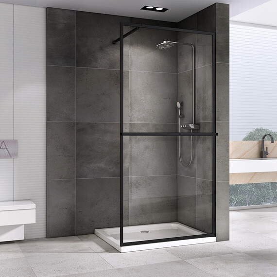 Душевая перегородка Abber Immer Offen 120 см AG60120B8 (стекло 8 мм), черный/прозрачное - фото 2