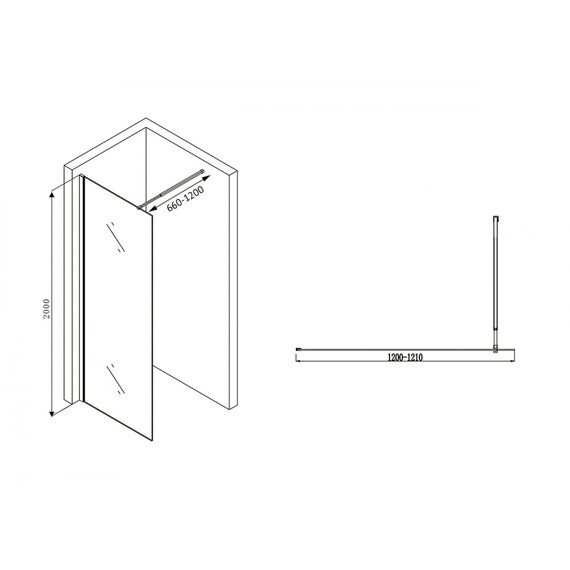 Душевая перегородка Abber Immer Offen 120 см AG61120B8 (стекло 8 мм), черный/прозрачное - фото 4