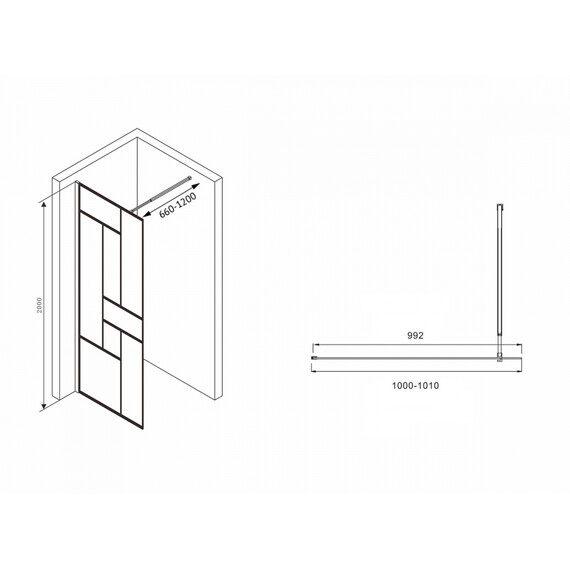 Душевая перегородка Abber Immer Offen 100 см AG63100B8 (стекло 8 мм), черный/прозрачное - фото 4