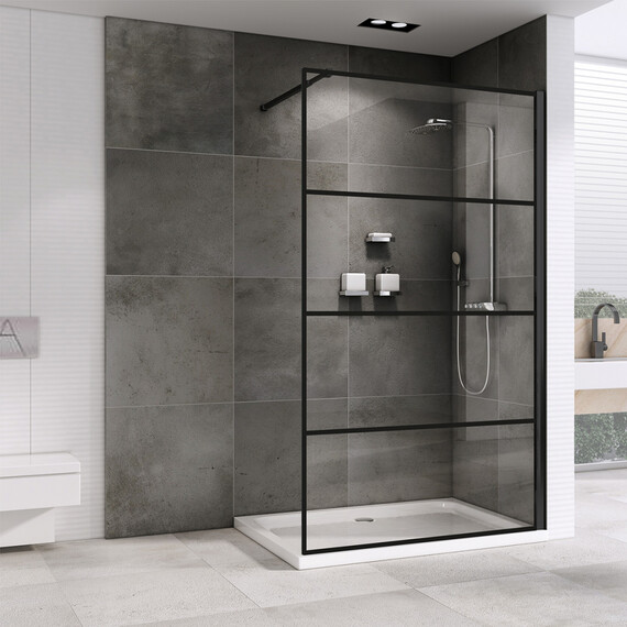 Душевая перегородка Abber Immer Offen 120 см AG65120B, черный/прозрачное - фото 2